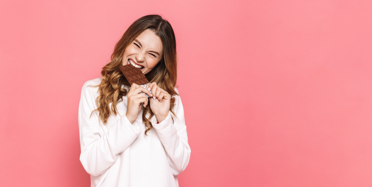 Personalise Chocolate, Woman with chocolate