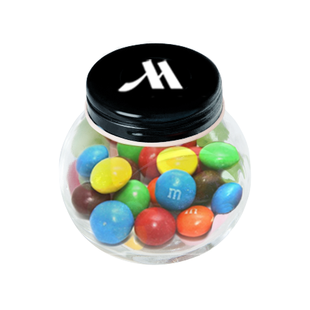 mini glass jar  with M&M's